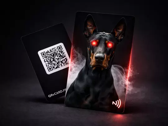 NFC-визитка из пластика (Доберман) с диодами NFC-визитка из пластика (Доберман) с диодами